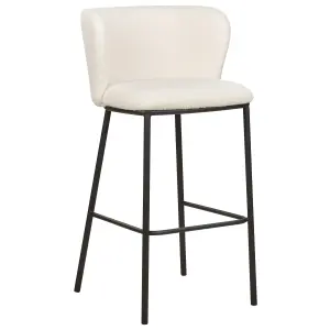 Set of 2 Bar Chairs MINA Boucle White