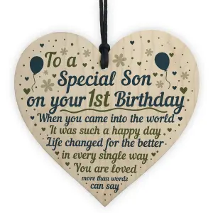 Red Ocean 1st Birthday Baby Boy Wooden Heart Plaque Gift For Son From Mummy Daddy First Birthday Decorations Keepsake