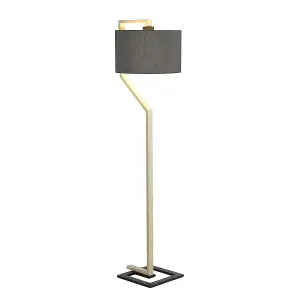 Floor Lamp Whale Shade Cream And Dark Grey Painted Metal Base LED E27 60W Bulb