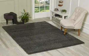 Smart Living Shaggy Soft Thick Area Rug, Living Room Carpet, Kitchen Floor, Bedroom Soft Rugs 60cm x 110cm - Dark Grey