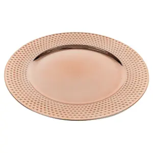 URBNLIVING 33cm Christmas Dinner Charger Plates Geo Gloss Set Of 12 Rose Gold Placemats Dining Table Setting Party Decor