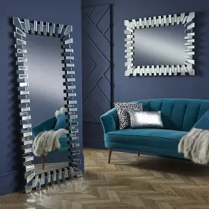 Wall Mirror Stella Starburst Large Bevelled Glass Segments with Stylish Black Outline- H 110cm x W 80cm for hang in a Living Room