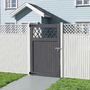 90cm W x 2.3cm D x 150cm H Grey Rhombus Garden Wood Fence Gate, Assembly Required Wooden Door