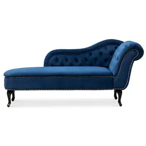 Left Hand Chaise Lounge in Velvet Blue