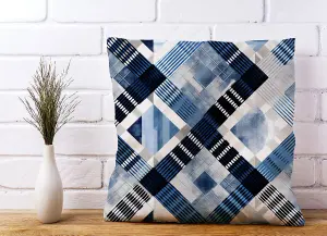 Checkered Square Black And Blue Cushions 60cm x 60cm