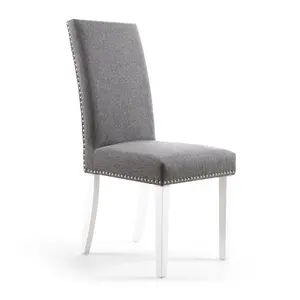 Richard Upholstered Dining Chair (Set of 2) Steel Grey Linen Effect / White