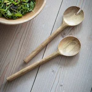 Rustic Serving Spoons Set Premium Mango Wood Dinner Dining Table Salad Food Buffet Serving Handle Tableware 8 x 30cm