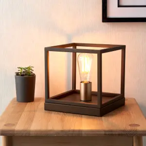 York Square Matt Bronze effect Table lamp