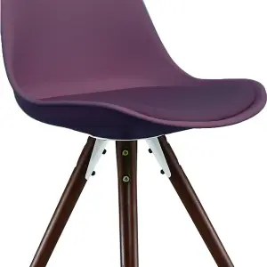 Soho  Aubergine Plastic Dining Chair with Pyramid Dark Wood Legs