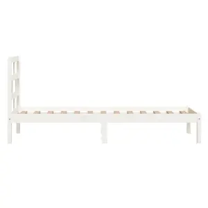 Berkfield Bed Frame White Solid Wood 90x190 cm 3FT Single