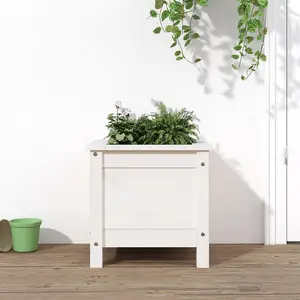 Berkfield Garden Planter White 40x40x39 cm Solid Wood Pine