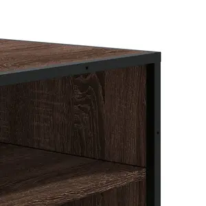 Berkfield Shoe Cabinet Brown Oak 75x38x97.5 cm Engineered Wood and Metal