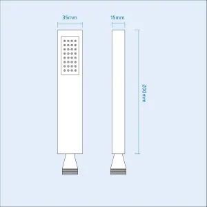 Complete Rectangular Shower Handset Kit With 1.5m Pvc Hose & Adjustable Bracket