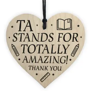 Red Ocean Teaching Assistant TA Gifts Wooden Heart End Of Term Leaving School Teacher Gifts