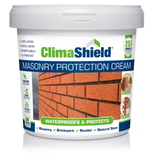 Brick Waterproofer and Brick Damp Proofer, Masonry Cream, (ClimaShield), Brick Sealer, Breathable, Premium 25-Years Protection, 3L