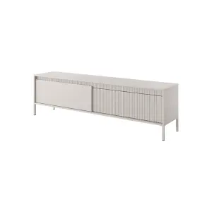 SENNE Modern Large TV Cabinet (H)530mm (W)1870mm (D)400mm - Beige Matt with Trendy Fluted Fronts