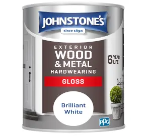 Johnstone's Exterior Hardwearing Gloss Paint Brilliant White - 750ml