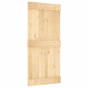 Berkfield Sliding Door with Hardware Set 95x210 cm Solid Wood Pine