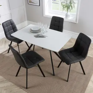 Home Source Luxor Dining Set with 4 Grey Chairs