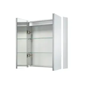 Sensio Ainsley Wall-mounted Illuminated Mirrored Bathroom Cabinet with shaver socket (W)664mm (H)700mm