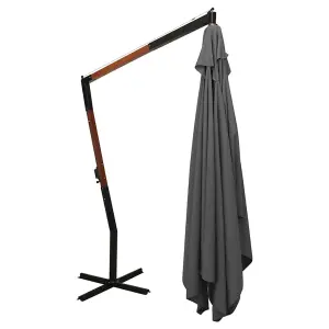 Berkfield Cantilever Umbrella with Wooden Pole 400x300 cm Anthracite