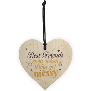 Red Ocean Novelty Friendship Sign Funny Best Friend Plaque Handmade Wooden Hanging Heart Thank You Gift