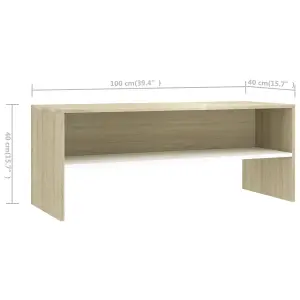 Berkfield TV Cabinet White and Sonoma Oak 100x40x40 cm Engineered Wood