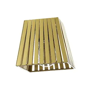 Industrial Retro Matte Gold Light Shade with Flat Metal Strips 13cm Height