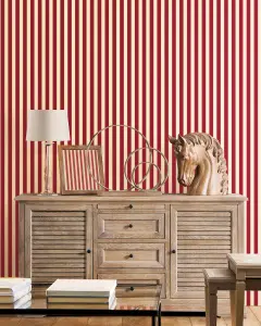 Galerie Simply Silks 4 Red, Ivory, Gold Metallic Formal Stripe Embossed Wallpaper