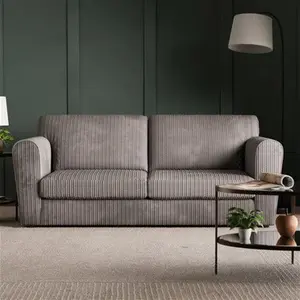 Dunelm Blake Curved Arm Jumbo Cord Standard Back 3 Seater Sofa, Mid Century, Jumbo Cord Grey, Fabric/Jumbo Cord