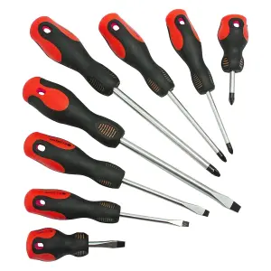 SPARES2GO 18 Piece Large and Small Precision Screwdriver Set (Phillips, Pozi, Flat, Slotted, Torx + Wall Mountable Bracket)