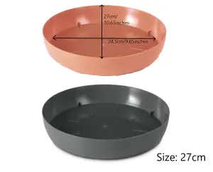 Round Plastic Water Plant Pot Saucer Trays Terracotta 27cm