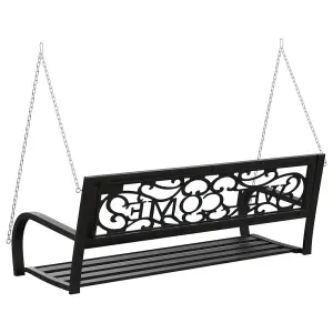 Berkfield Garden Swing Bench 125 cm Steel and Plastic Black