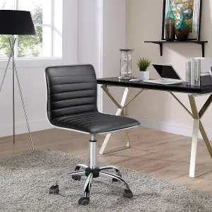 Yaheetech PU Leather Armless Desk Chair for Home Office - Black