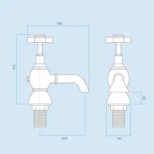 Nes Home Churchill Traditional Chrome Cross Head Twin Bath Filler Taps