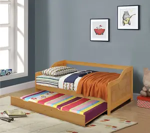 Comfy Living 3ft Single Caramel Wooden Trundle Bed