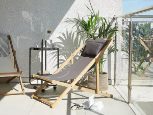 Sun Lounger Wood Light Wood AVELLINO