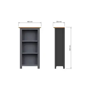 3 Tier Solid Oak Bookcase Graphite Blue