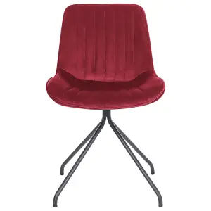 Set of 2 Dining Chairs NAVASOTA Velvet Dark Red