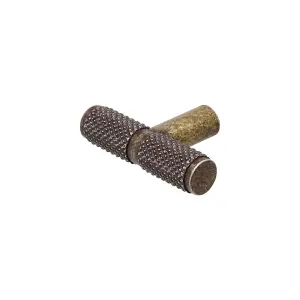 DecorAndDecor - AURELIA Antique Brass Knurled T-bar Cabinet Knob Drawer Cupboard Kitchen Pull Handles - Pair