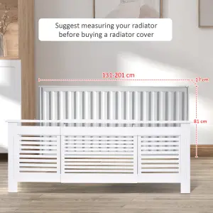 HOMCOM Extendable Radiator Cover Cabinet Slatted Design MDF White Home Office