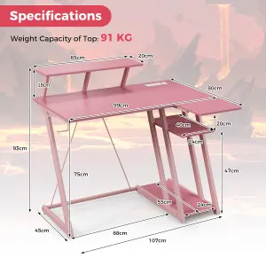 Costway L-Shaped Gaming Desk Small Computer Desk w/ Monitor Shelf & Outlets