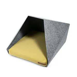 Polyester Pet Bed Light Grey/Yellow