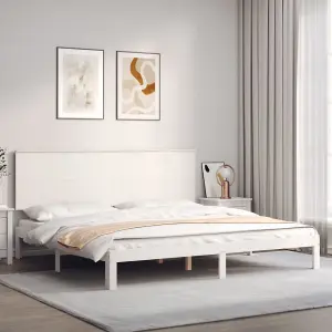 Berkfield Bed Frame with Headboard White 200x200 cm Solid Wood