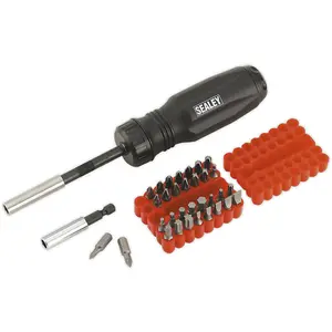 34 PACK Gearless Ratchet Screwdriver Set - Integral Storage - S2 Steel Bits