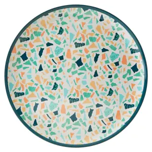 Interiors by Premier Assorted Terrazzo Tray, Versatile Round Tray, Minimalist Snack Tray, Lightweight And Compact Outdoor Tray,