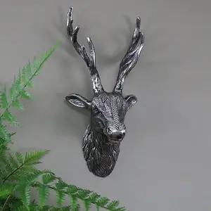 Melody Maison Silver Metal Wall Mounted Stag Head