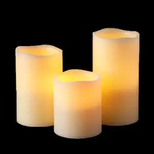 3Pc Wax Scented Candle Vanilla Mood Flameless Light Pillar Box Gift Set