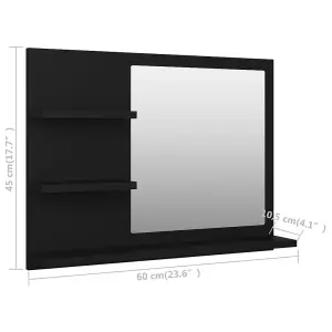 Berkfield Bathroom Mirror Black 60x10.5x45 cm Engineered Wood