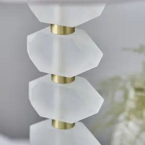 Frosted Crystal Glass Table Lamp Base - Gold Plated Metalwork - Bedside Light